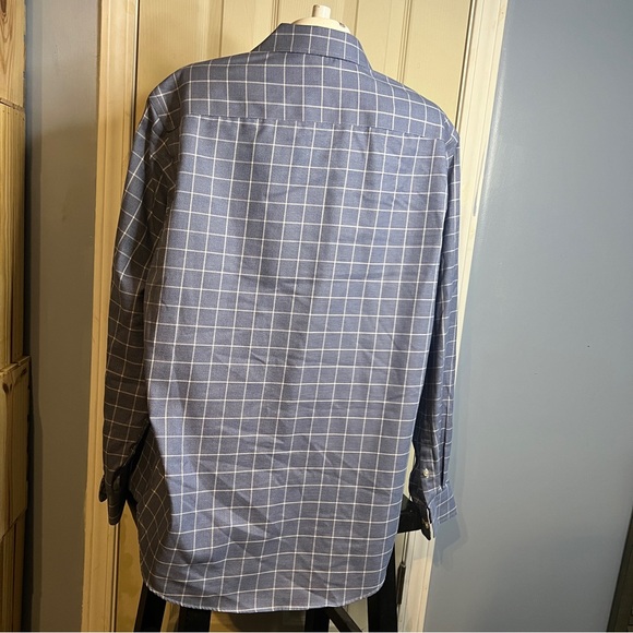 Egara Woven Dress Shirt Adult Large Blue Check Long Sleeve Button Up Cotton Mens - Picture 5 of 5